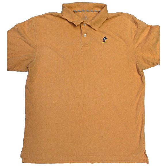 Disney Parks Polo Large Mens Orange Mickey Mouse Short Sleeve Official Top - Picture 1 of 5